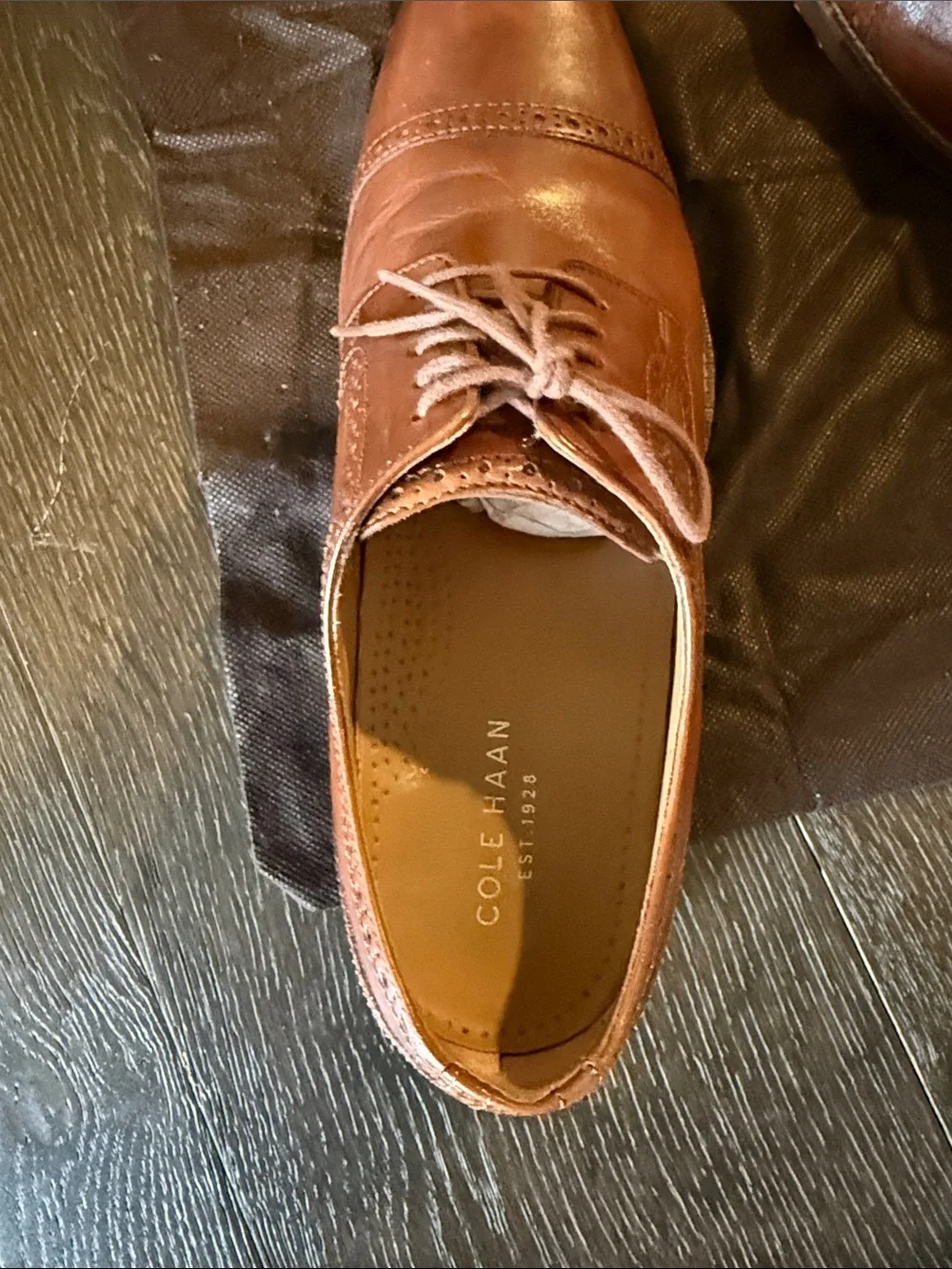 Cole Haan Men's Cognac Brown Leather Cap-Toe Oxfords